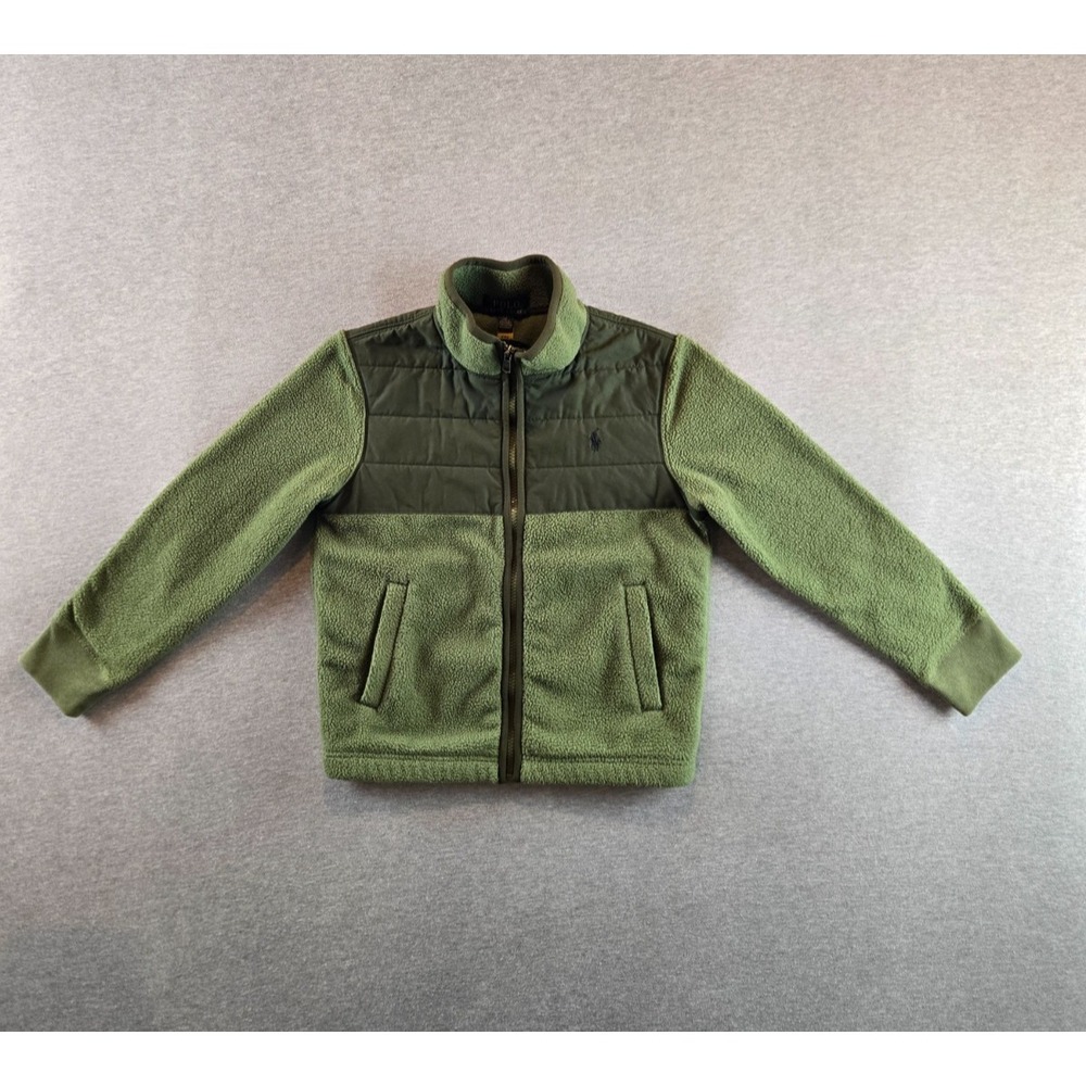 Polo‎ Ralph Lauren Jacket Kids Small 8 Green Fleece Polartec 300 Full Zip Preppy